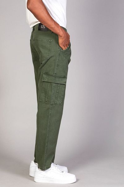 LTC Jeans Ανδρικό παντελόνι χακί με φαρδιά εφαρμογή Comfortable Fit Cargo