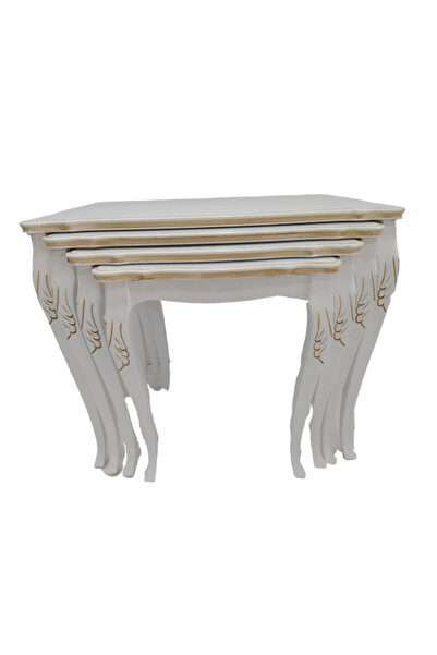 BENGİ TİCARET Zigon 14008 Avangart ASLAN Model Parlak Beyaz Kayın OYMA ayak Kutu sevk El Yapım