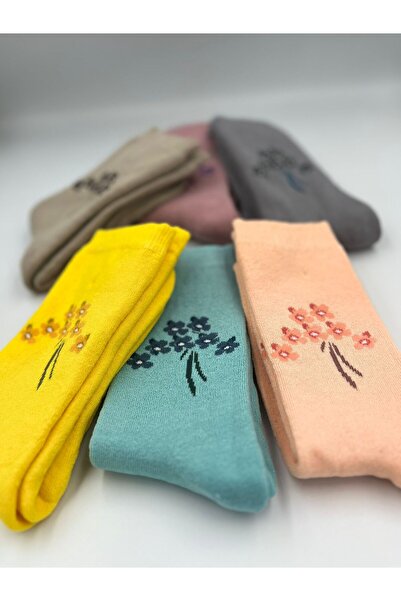 B Beşiroğlu Since 1980 Женски дебели вълнени памучни цветни дълги чорапи с детайли, които ви държат топли и без миризма