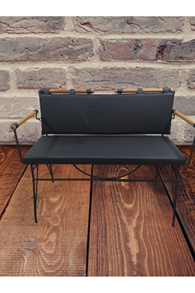 Bengi Tekstil Sandalye 14573 Benc Penyez Model Metal Siyah Fırın Mat Kiremit Balkon-bahçe