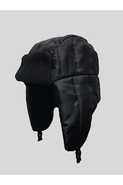 GYES Winter Waterproof Uşanka Hat with Fleece Inside Adult - Child Unisex Matte Black