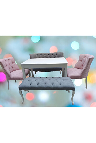 BENGİ TİCARET Berjer 18188 ÇAY SET Kayın ASLAN Beyaz masa Kapiton Döşeme Kali...