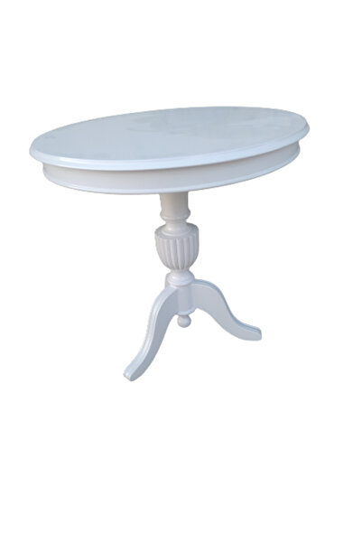 BENGİ TİCARET Fiskos 17361 Baba Ayak Model Parlak Kaplama Kayın Ayak Ve Tabla Beyaz El Yapım