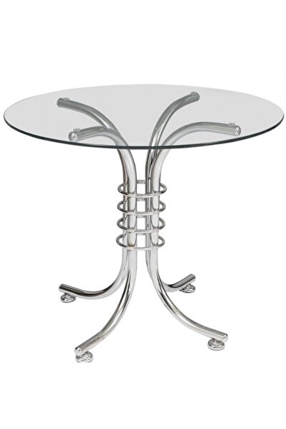 BENGİ TİCARET Masa 18006 Japon Ayak Modern Model Metal Nikelaj Temper cam Dik...