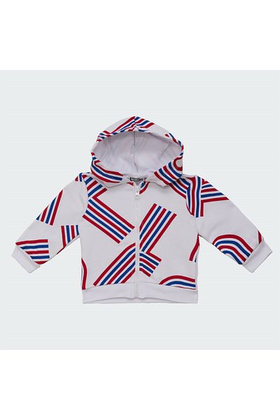mumuko Boy's Hooded Printed Sweatshirt White 100% Cotton