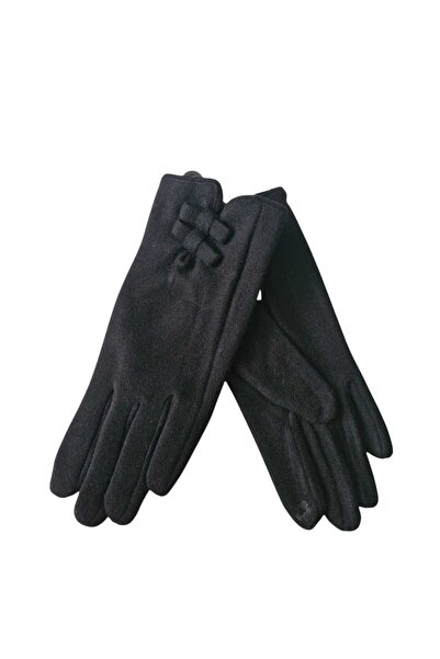 Betülce قفازات نسائية شتوية ناعمة مقاومة للرياح مع تفاصيل ربطة عنق مخملية