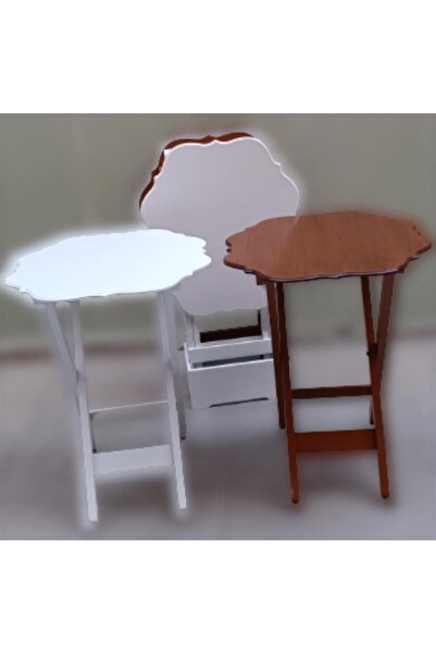 BENGİ TİCARET Zigon Çanta 90092 Sehpa Yonca Model Ahşap MDF Ceviz ve Beyaz Re...