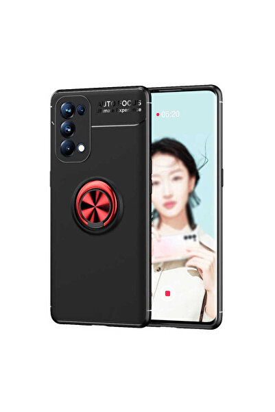 halkhouse Oppo Reno 5 5G Uyumlu Kılıf Auto Focus Yüzüklü Standlı Ravel Siliko...