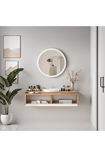 L'occi Concept Claria Aynalı Duvara Monte Makyaj masası Kapaklı Sepet-Beyaz CL2-SW