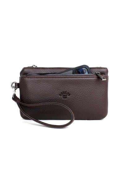 deri,se club Men's Brown Bracelet Belt Thin Portfolio Hand Bag