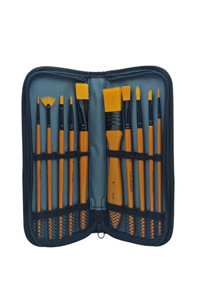 Gulcerenhobi مجموعة من 10 فرش طلاء وأكريليك - قطع جانبية، لسان قطة، مسطح ومستدير