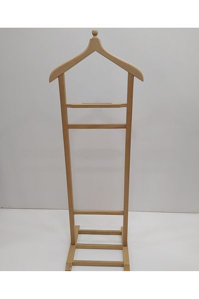 Ankara Mobilya Butler Mute 12970 - Single Peak Beech Natural Raw Hanger Wooden Handmade