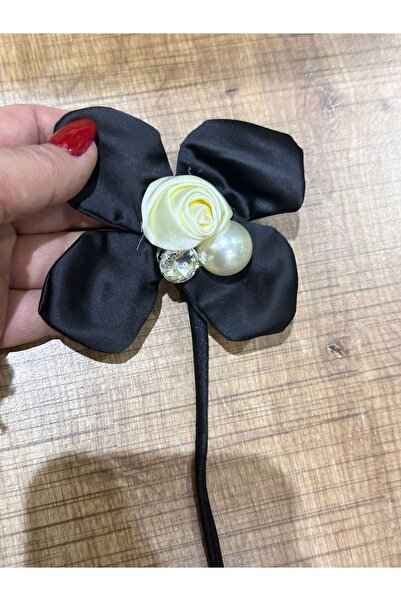 Gönülden Tasarım ZIRKON KAMEN I PERL CRNI CVET AKSESUAR ZA ŠIVANJE ODEĆE 26X8 CM