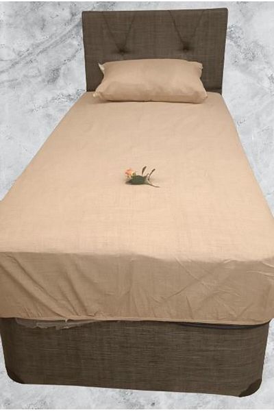 BENGİ TİCARET 90299 Model Single Person Salmon Colored Sheath Handmade - Linen Fitted Cotton Fabric