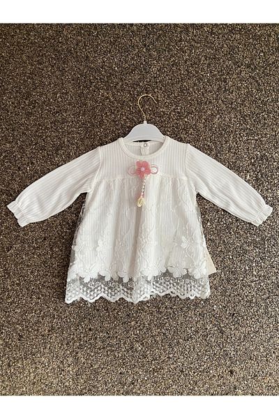 MASENKIDS Combed Bottom Top Set Baby Combed Set with Butterfly and Bead Detail