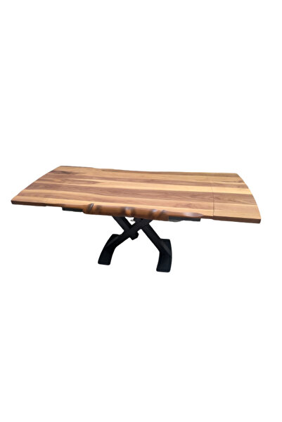 BENGİ TİCARET Masa 17916 KÜTÜK DESEN Tk Model X metal ayak Açıl Tabla kütük d...