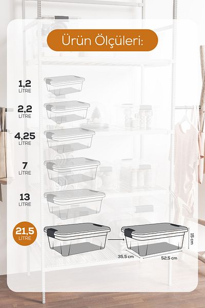 Vienev 3-Piece 21.5 Liter Storage and Supply Box with Lock Lid 33106