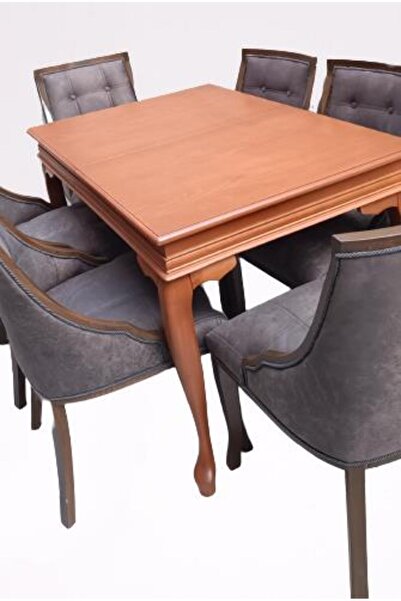 BENGİ TİCARET Masa 90005 Klasik Sandalye Yarım Kolçak Tk Model Kayın Aslan Ayak Ceviz El Yapım