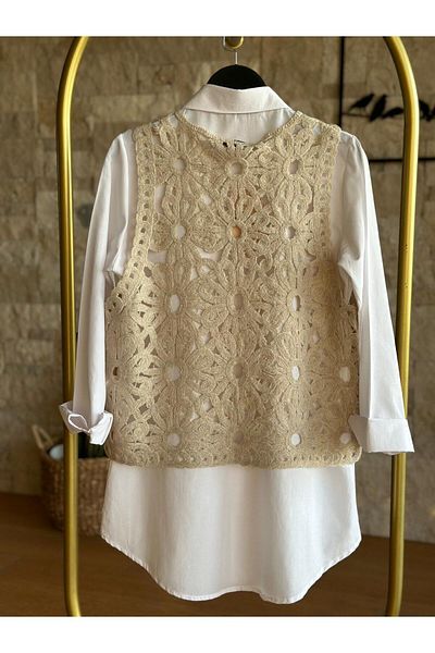 Hatun Atila Γυναικείο Ακρυλικό Γιλέκο - Hatunatila Ecru Model 5153