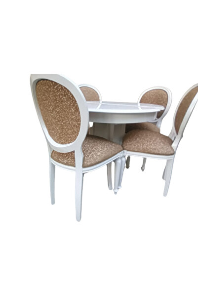 BENGİ TİCARET Masa-Sandalye 18572 Klasik Madalyon Model Kayın ayak Parlak bey...