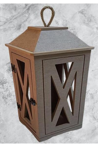 BENGİ TİCARET Hobi Adn 90236 Dekoratif Fenerlik Kare CNC Kesim Ahşap MDF Eski...