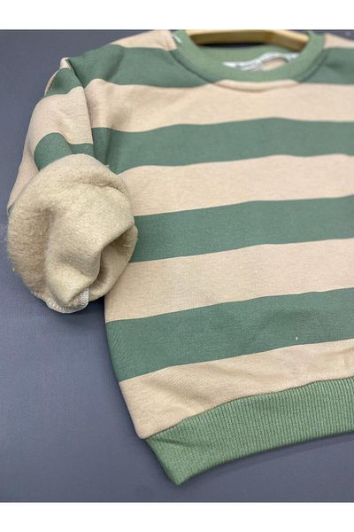 ZİMBOO Chartoned Winter Children's Clothing Striped Sweater with Fleece Inside