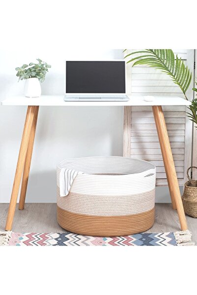 BEVEZ HOME Çok Amaçlı Hasır Sepet, Banyo Sepeti, Dekor Sepet, Havlu Sepeti 40...