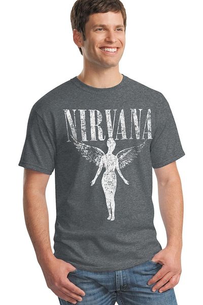 ROCKANDROLL Ανδρικό κοντομάνικο μπλουζάκι Angel Nirvana Anthracite
