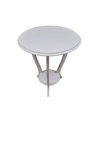 BENGİ TİCARET Fiskos 19415 ST 3AYAK Çiçeklik Sehpa Parlak Beyaz Lake Çift Kat...