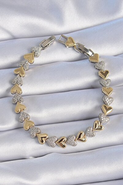 Clariss Pirinç Gold Renk Kalp Model Vip Seri Kadın Bileklik