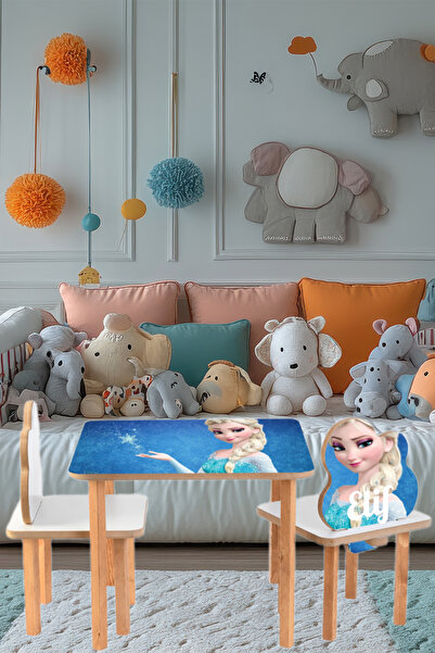 wudie Baskılı Masa Isme Özel Çocuk Masa Ve 2sandalye Takımı Aktivite Masası Mobilya Ahşap Oyuncak