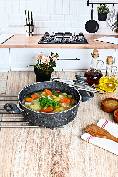 FİTHOME Crush Granite Fireproof Non-Stick Heavy Duty Rice Pot Handheld Non-Burning Handles
