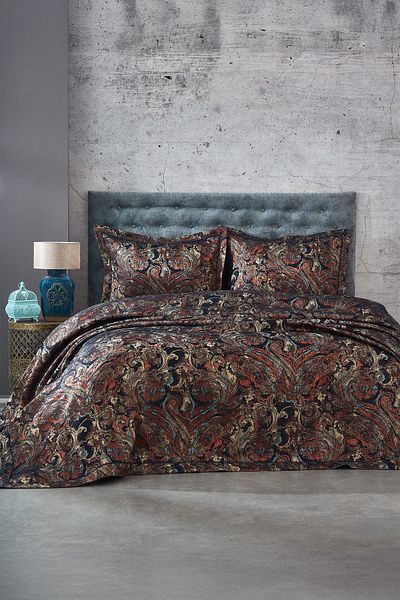 Nazik Home Cuvertură de pat dublă cu model retro de culoare cărămidă