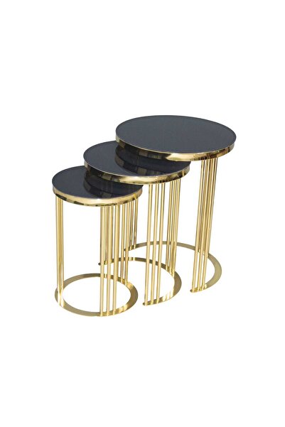 Ankara Mobilya Brc Zigon 12734 C Model Düz Siyah Temper cam Metal Gold Renk Kaplama Ayak ElYapım