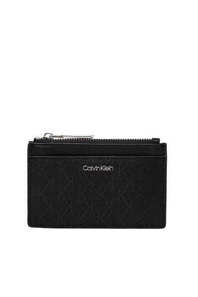 Calvin Klein Černý kožený dámský držák na karty s extra přihrádkou na zip - K60K 612827 -0GJ