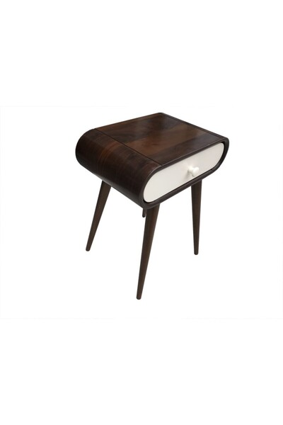 BENGİ TİCARET Komodin 17608 Klasik Model Kayın Retro ayak Bombe Parlak ceviz ...