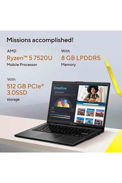 ASUS Vivobook Go 14 (2022) AMD Ryzen 5-7520U 14inch FHD 512GB SSD 8GB RAM Black