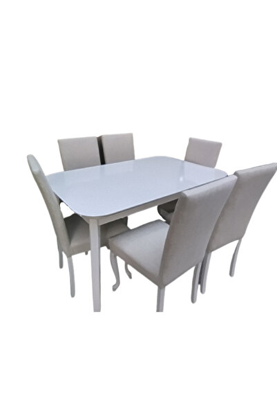 BENGİ TİCARET Masa-Sandalye 18579 MUZ Model Açıl Tabla Beyaz Giydirm Keten Ku...