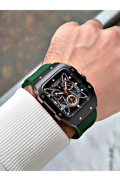 Quantum 10 Atm Waterproof Men's Wrist Watch with Silicone Cord - Functions Active