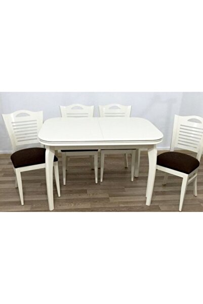 BENGİ TİCARET Masa 13592 Muz Ayak Model Merdiven Sandalye Babyface Kumaş Lake Kayın Retro