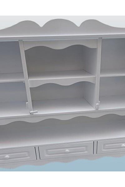 BENGİ TİCARET Hobi ADN 90353 Dekoratif Mutfak Dolap 3Çekm Terek MDF Parlak Beyaz lake El Yapım