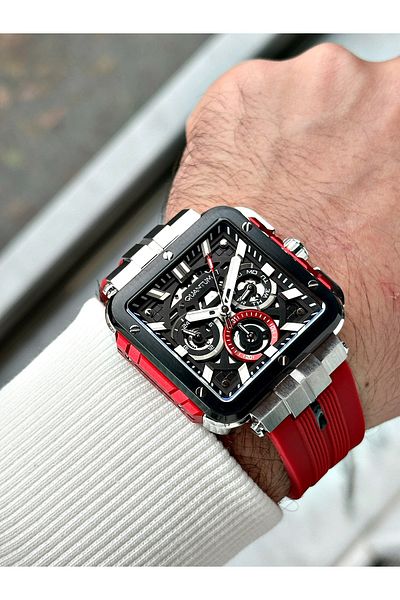 Quantum Functions Active 10 Atm Waterproof Silicone Cord Red Color Men Wristwatch