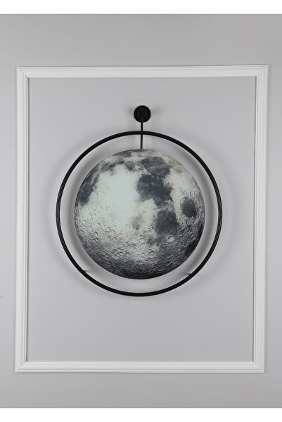 Wallover Design Moonglass (KABLOSUZ PİLLİ LEDLİ) Lüx Dolunay Ledli Tablo - Modern Metal Camlı Tablo