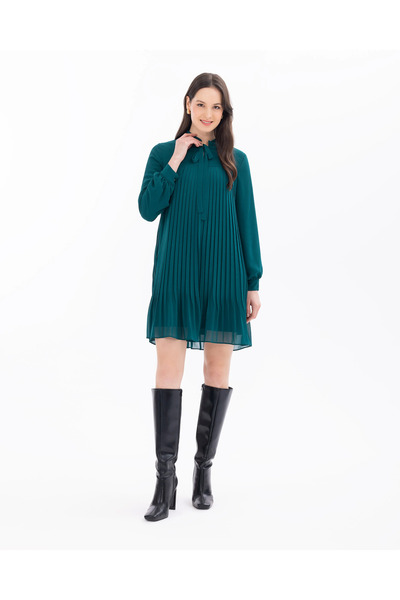SEÇİLSTORE Bağlama Detaylı Pliseli Şifon Tunik