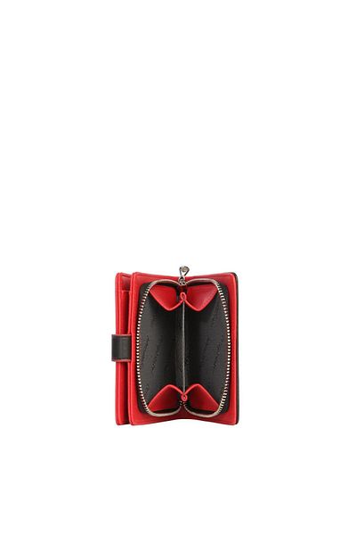 CENGİZ PAKEL Cengiz Pakel Women's Mini Size Wallet with Snap Detail - 65315 - Black/Red