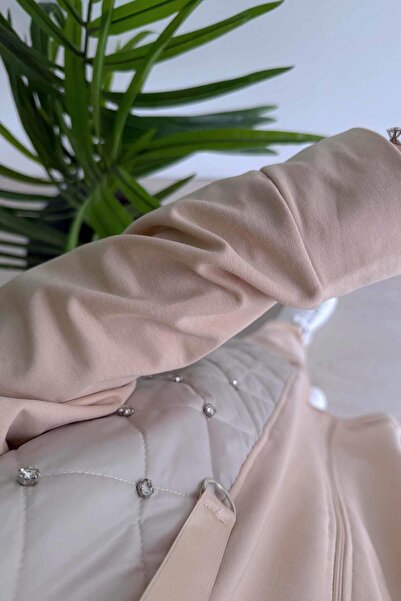 Ka Hijab Beige Quilted Hijab Set of 2 - Stone Detailed, Two Thread