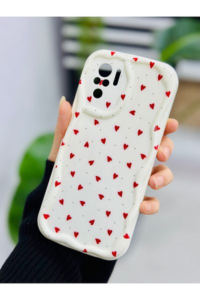 Go Aksesuar جراب سيليكون بتصميم قلوب حمراء متوافق مع هاتف Xiaomi Note 10 وNote 10s