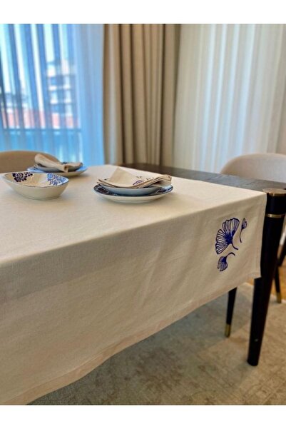 Merfico Linen Linen Ginkgo Biloba Tablecloth