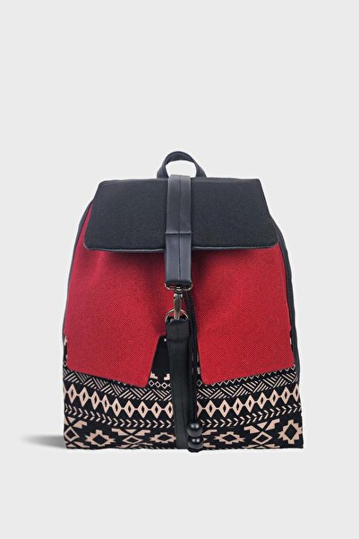 Ayşe Teyze'nin Çantaları Black Red Water Resistant Large Backpack with Pocket...