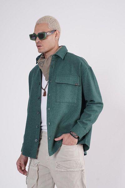 Butik TREND BIZ Ανδρικό πουκάμισο Oversize Fit με λεπτομέρεια κεντήματος στην πλάτη
